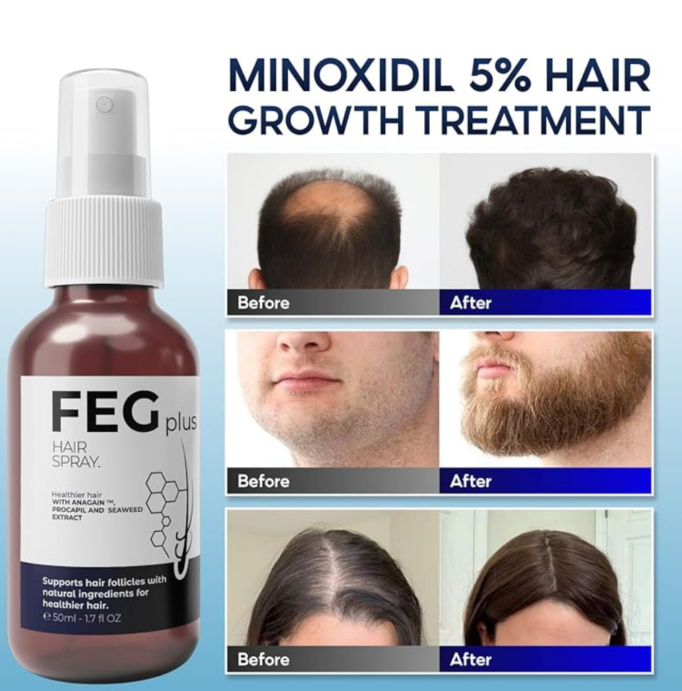 FEG Plus Hair care spray that  brings shiny, healthy hair growth