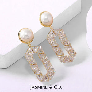 Light luxury oval full diamond earrings niche design pearl