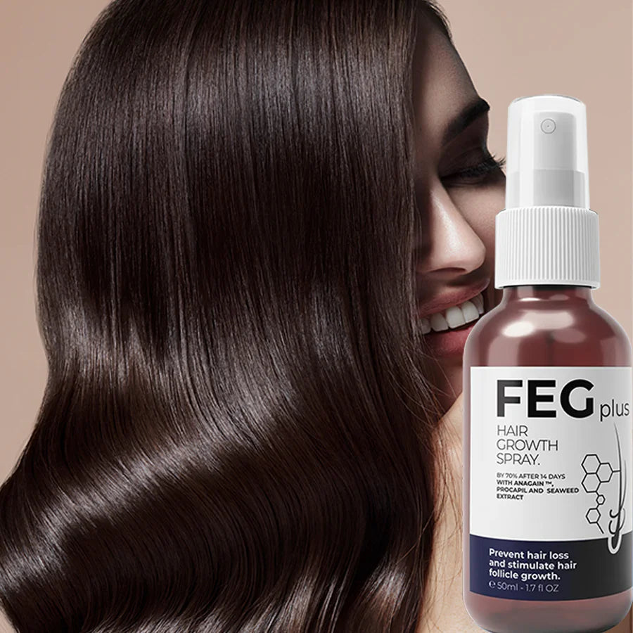 FEG Plus Hair care spray that  brings shiny, healthy hair growth