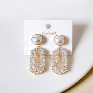 Light luxury oval full diamond earrings niche design pearl