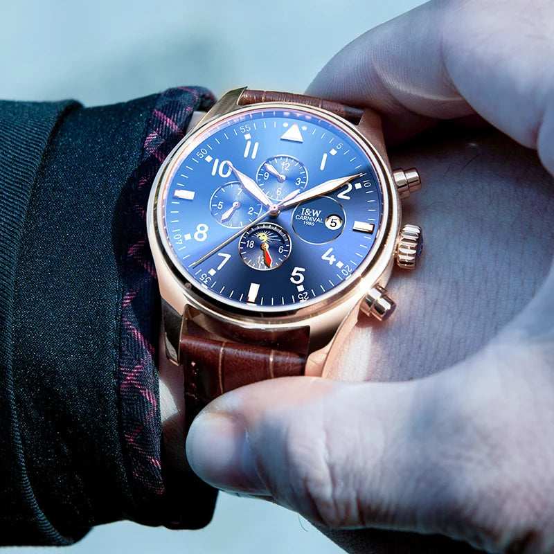 Luxury Full Automatic Mechanical Men's Watches Luminous Multi-function