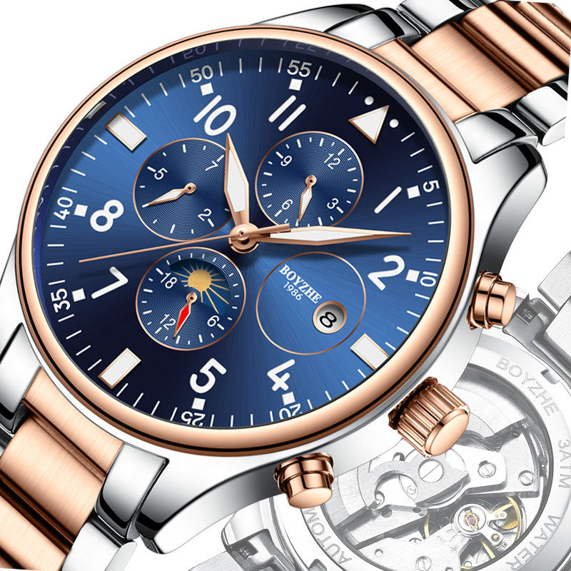 Luxury Full Automatic Mechanical Men's Watches Luminous Multi-function