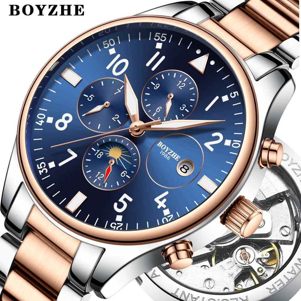 Luxury Full Automatic Mechanical Men's Watches Luminous Multi-function